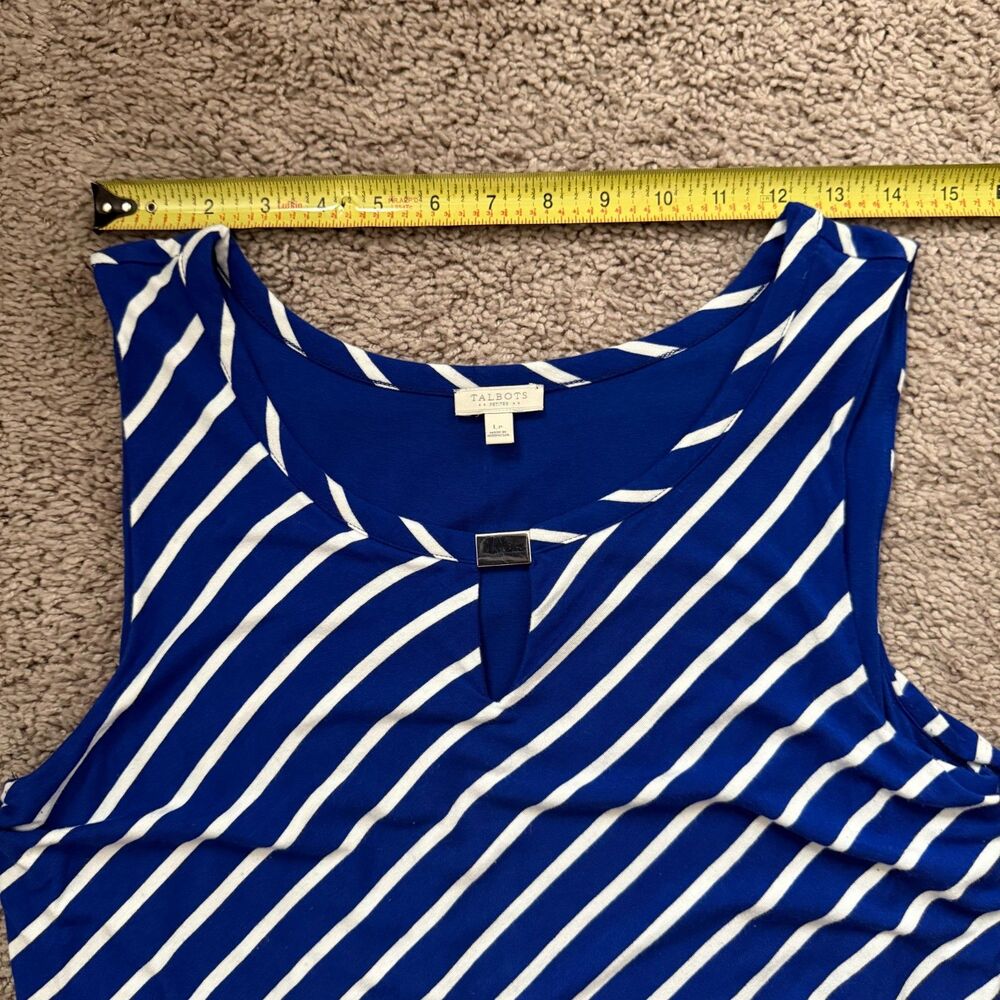 Talbots Women Dress LP Blue White Stripe Maxi Sleeveless Drawstring Waist Beach - Picture 5 of 7